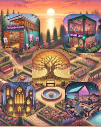 a picture of a park with trees and a tree in the background