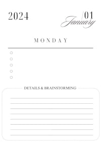 a black and white calendar with the words january 2020